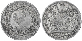 Henneberg, Grafschaft
Gemeinschaftsprägungen, 1691-1702
Reichstaler 1696 BA, Ilmenau. Ausbeute der Gruben Ilmenau. sehr schön/vorzüglich, winz. Krat...