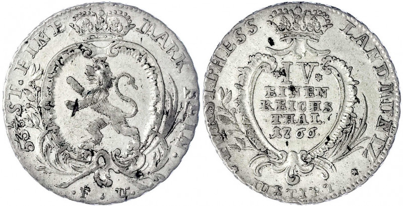 Hessen-Kassel
Friedrich II., 1760-1785
1/4 Konventionstaler 1766. sehr schön/v...