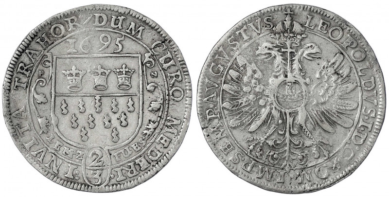 Köln-Stadt
2/3 Taler (Gulden) 1695 PN. gutes sehr schön. Noss 545. Davenport. 4...