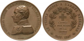 Konstanz-Stadt
Bronzemedaille 1847 von Bovy, a.d. General Wilhelm Heinrich Dufour (1787 Konstanz bis 1875 Genf). 38 mm. vorzüglich. Schweizer Medaill...