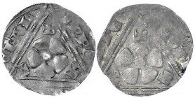 Lippe, Grafschaft
Simon I., 1275-1344
2 X Pfennig o.J.(1290/1310) Lippstadt. Lippische Rose zwischen drei Kreuzen im Dreieck/Kopf v.v. im Bogen eine...