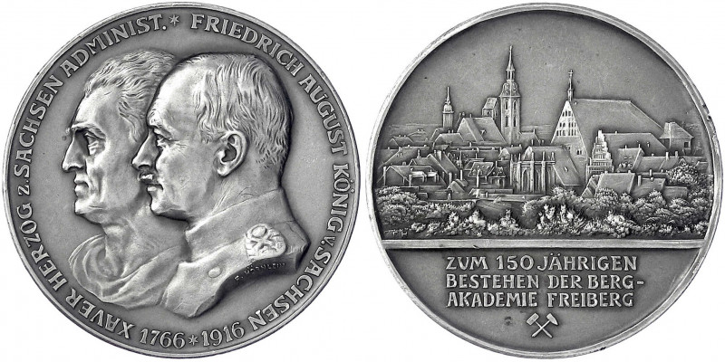 Sachsen-Albertinische Linie
Friedrich August III., 1904-1918
Silbermedaille 19...