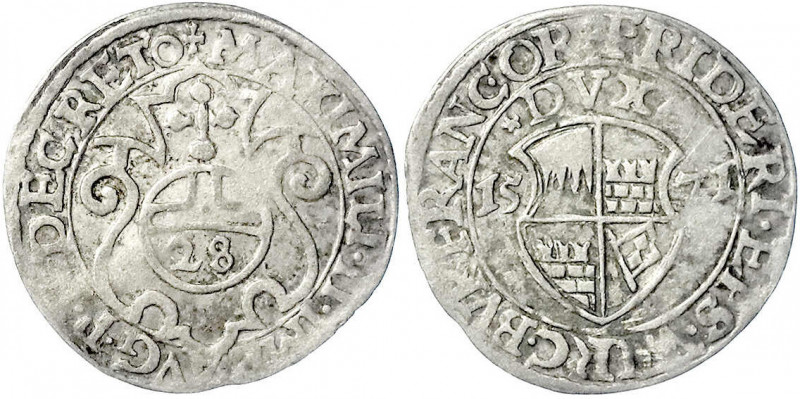 Würzburg-Bistum
Friedrich von Wirsberg, 1558-1573
1/28 Taler 1571. sehr schön,...