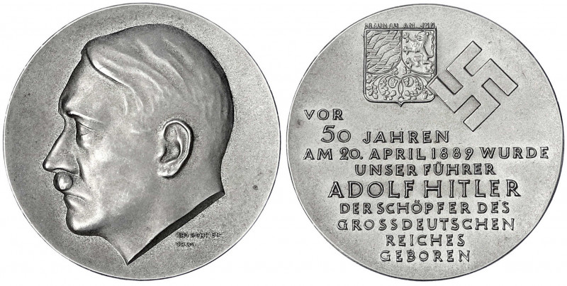 Drittes Reich
Silbermedaille 1939, signiert Krischker, auf den 50. Geburtstag A...