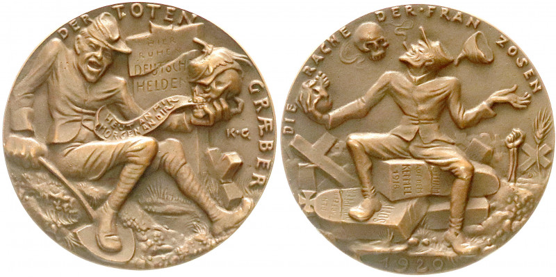 Medailleure
Goetz, Karl
Bronzegussmedaille 1920. Die Rache der Franzosen - Der...