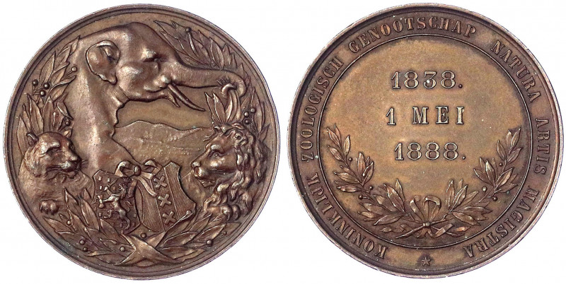 Tiermotive
Elefanten
Niederlande
Bronzemedaille 1888 50-jähr. Bestehen der kg...