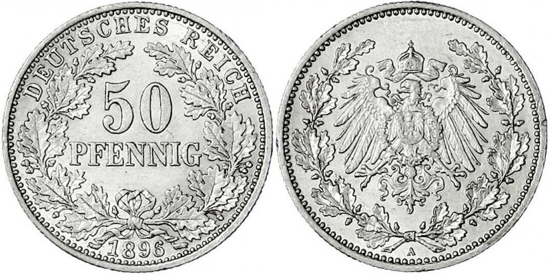 50 Pfennig gr. Adler Eichenzweige Silb. 1896-1903
1896 A. gutes vorzüglich, win...