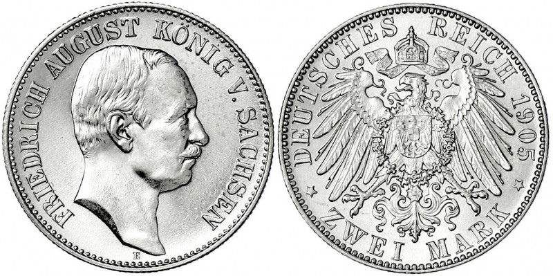 Sachsen
Friedrich August III., 1904-1918
2 Mark 1905 E. Stempelglanz. Jaeger 1...
