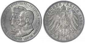 Sachsen
Friedrich August III., 1904-1918
2 Mark 1909. Universität Leipzig. Stempelglanz, Prachtexemplar mit herrlicher Tönung. Jaeger 138.