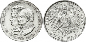 Sachsen
Friedrich August III., 1904-1918
2 Mark 1909. Universität Leipzig. vorzüglich/Stempelglanz. Jaeger 138.