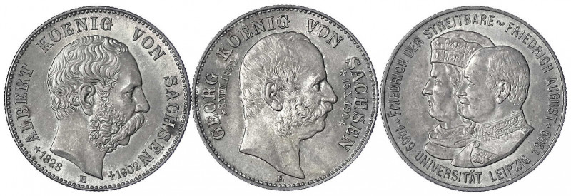 Sachsen
Lots
3 X 2 Reichsmark: 1902 a.d. Tod, 1904 a.d. Tod, 1904 Uni Leipzig....