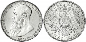 Sachsen-Meiningen
Georg II., 1866-1914
2 Mark 1915. Auf seinen Tod. fast Stempelglanz, Prachtexemplar. Jaeger 154.