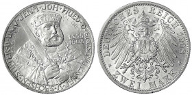 Sachsen-Weimar-Eisenach
Wilhelm Ernst, 1901-1918
2 Mark 1908. Universität Jena. Stempelglanz. Jaeger 160.