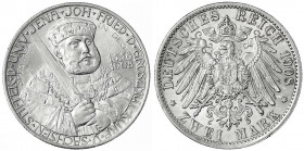 Sachsen-Weimar-Eisenach
Wilhelm Ernst, 1901-1918
2 Mark 1908. Universität Jena. vorzüglich/Stempelglanz. Jaeger 160.