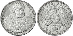 Sachsen-Weimar-Eisenach
Wilhelm Ernst, 1901-1918
2 Mark 1908. Universität Jena. vorzüglich/Stempelglanz. Jaeger 160.