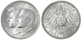 Sachsen-Weimar-Eisenach
Wilhelm Ernst, 1901-1918
3 Mark 1910 A. Mit Feodora. fast Stempelglanz. Jaeger 162.