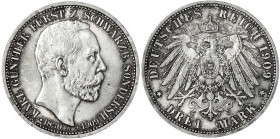 Schwarzburg-Sondershausen
Karl Günther, 1880-1909
3 Mark 1909 A. Auf seinen Tod. vorzüglich/Stempelglanz, schöne Patina. Jaeger 170.
