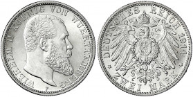 Württemberg
Wilhelm II., 1891-1918
2 Mark 1914 F. fast Stempelglanz. Jaeger 174.