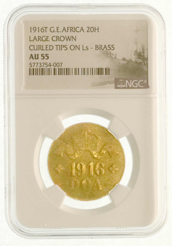 Deutsch Ostafrika
20 Heller 1916 T, Messing, Zweige mit 3 Blättern unter Wertan...