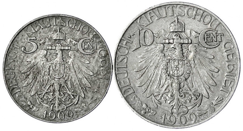 Kiautschou
Pachtgebiet, 1897-1919
2 Stück: 5 und 10 Cent 1909. beide sehr schö...