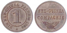 Deutsch-Neuguinea
Neuguinea Compagnie
1 Neuguinea-Pfennig 1894 A. vorzüglich/Stempelglanz, schöne Kupferpatina. Jaeger 701.