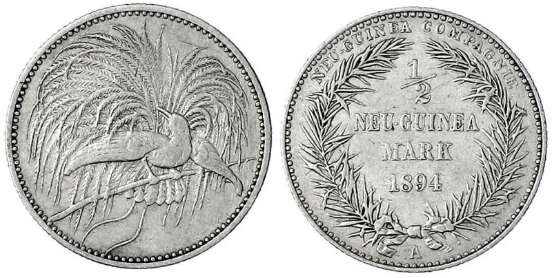 Deutsch-Neuguinea
Neuguinea Compagnie
1/2 Neuguinea-Mark 1894 A. Paradiesvogel...