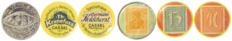 Kassel
3 X Briefmarkenkapselgeld: Opel Th. Veyhl, Spezialhaus Hermann Kolckhors...