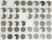 Kursmünzen
50 Reichspfennig, Nickel 1927-1938
45 Stücke mit vielen besseren, u.a. 1931 G, J, 1932 E, 1933 G, J. sehr schön bis vorzüglich/Stempelgla...