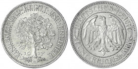 Kursmünzen
5 Reichsmark Eichbaum Silber 1927-1933
1927 A. vorzüglich/Stempelglanz. Jaeger 331.