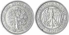 Kursmünzen
5 Reichsmark Eichbaum Silber 1927-1933
1928 D. vorzüglich. Jaeger 331.