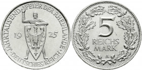 Gedenkmünzen
5 Reichsmark Rheinlande
1925 A. gutes vorzüglich, kl. Kratzer. Jaeger 322.