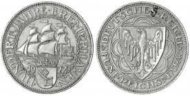 Gedenkmünzen
5 Reichsmark Bremerhaven
1927 A. vorzüglich. Jaeger 326.