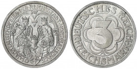 Gedenkmünzen
3 Reichsmark Nordhausen
1927 A. Polierte Platte, leicht berührt, kl. Kratzer. Jaeger 327.