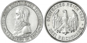 Gedenkmünzen
3 Reichsmark Tübingen
1927 F. vorzüglich/Stempelglanz. Jaeger 328.
