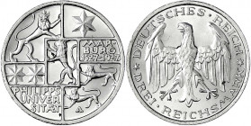 Gedenkmünzen
3 Reichsmark Marburg
1927 A. vorzüglich/Stempelglanz. Jaeger 330.