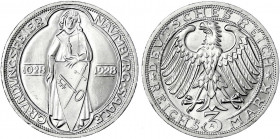 Gedenkmünzen
3 Reichsmark Naumburg/Saale
1928 A. fast Stempelglanz. Jaeger 333.
