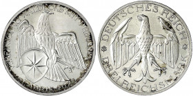 Gedenkmünzen
3 Reichsmark Waldeck
1929 A. Polierte Platte, min. Kratzer. Jaeger 337.