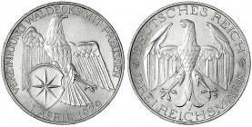 Gedenkmünzen
3 Reichsmark Waldeck
1929 A. vorzüglich/Stempelglanz. Jaeger 337.