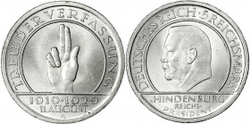 Gedenkmünzen
5 Reichsmark Schwurhand
1929 A. fast Stempelglanz, Prachtexemplar. Jaeger 341.