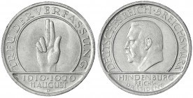 Gedenkmünzen
5 Reichsmark Schwurhand
1929 D. vorzüglich/Stempelglanz. Jaeger 341.