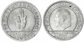 Gedenkmünzen
5 Reichsmark Schwurhand
1929 G. fast Stempelglanz, winz. Fleck. Jaeger 341.