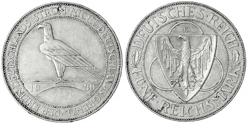 Gedenkmünzen
5 Reichsmark Rheinstrom
1930 E. gutes vorzüglich. Jaeger 346.