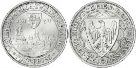 Gedenkmünzen
3 Reichsmark Magdeburg
1931 A. fast Stempelglanz, Prachtexemplar. Jaeger 347.