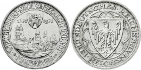 Gedenkmünzen
3 Reichsmark Magdeburg
1931 A. sehr schön/vorzüglich, winz. Randfehler. Jaeger 347.