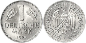 Kursmünzen
1 Deutsche Mark Kupfer/Nickel 1950-2001
1958 F. Stempelglanz. Jaeger 385.