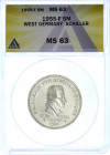 Gedenkmünzen
5 Deutsche Mark, Silber, 1952-1979
Schiller 1955 F. Im ANACS-Blister mit Grading MS 63. fast Stempelglanz. Jaeger 389.