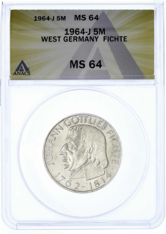 Gedenkmünzen
5 Deutsche Mark, Silber, 1952-1979
Fichte 1964 J. Im ANACS-Bliste...