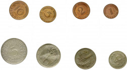 Kursmünzensätze
1 Pfennig - 5 Deutsche Mark, 1964-2001
1966 F, o.B.H. Auflage nur 450 Ex. Polierte Platte, sehr selten