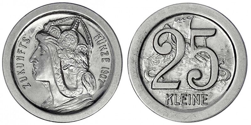 Kaiserreich
Reichskleinmünzen
25 KLEINE (Pfennig) 1907. Nickel. Germaniakopf n...
