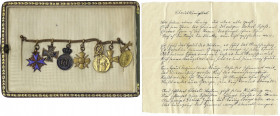 Deutschland
Deutsche Länder, bis 1918
Siebener-Charivari mit Miniaturen zum Pour-le-Merite, EK II 1914, Medaille zum Roter-Adler-Orden 2. Form, Sach...